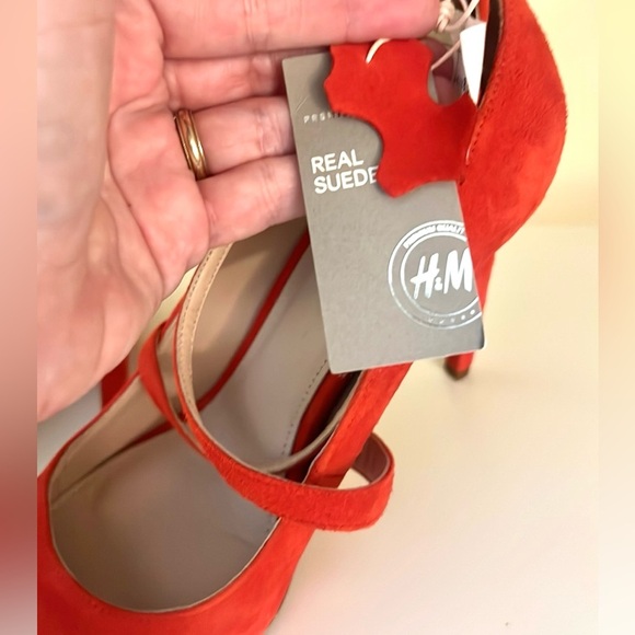 NWT,H&M Nova Stiletto Heels,Tangerine Red,Sexy Crisscross Straps, Size US 8.5 - Picture 5 of 10